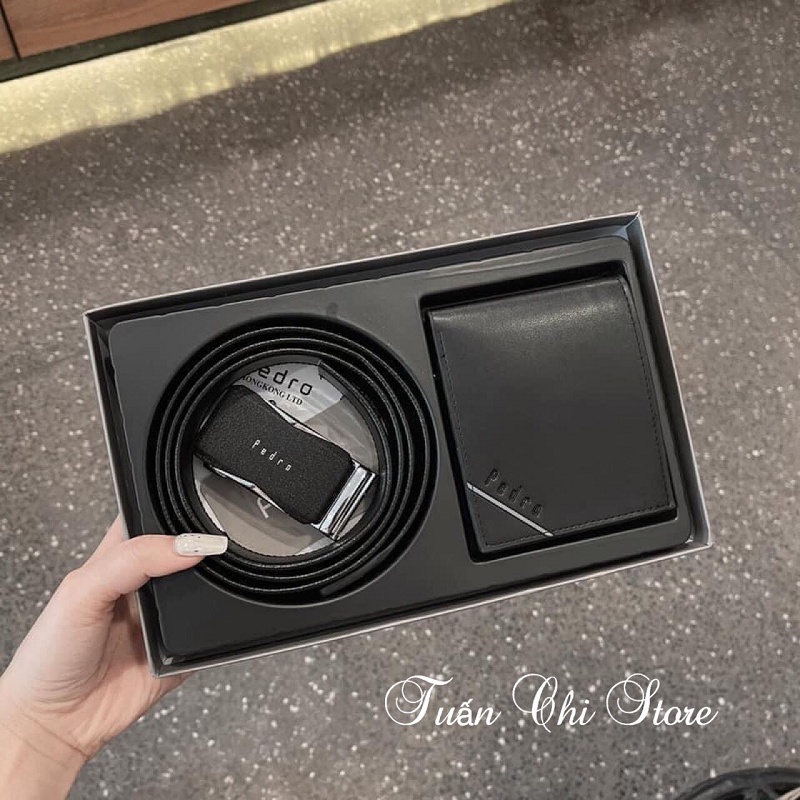 ⚜️𝐌𝐔𝐀 𝟏 Đ𝐔̛𝐎̛̣𝐂 𝟐⚜️ 𝐁𝐨̣̂ 𝐭𝐡𝐚̆́𝐭 𝐥𝐮̛𝐧𝐠 𝐯𝐢́ 𝐝𝐚 𝐧𝐚𝐦 𝐏𝐞𝐝𝐫𝐨𝐨 sang trọng và lịch lãm - Thắt lưng nam, Ví nam da tặng hộp túi