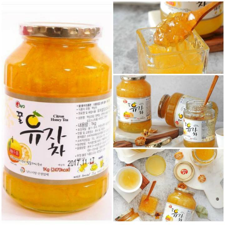 Chanh Đào Mật Ong Hàn Quốc Chính Hãng Hũ 1Kg- Citron Honey Trà Mật Ong Ngâm Chanh Nguyên Chất