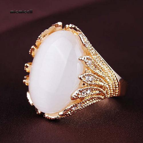 Nhẫn Mạ Vàng Đính Đá Opal Thời Trang Vintage Cho Nam Và Nữ