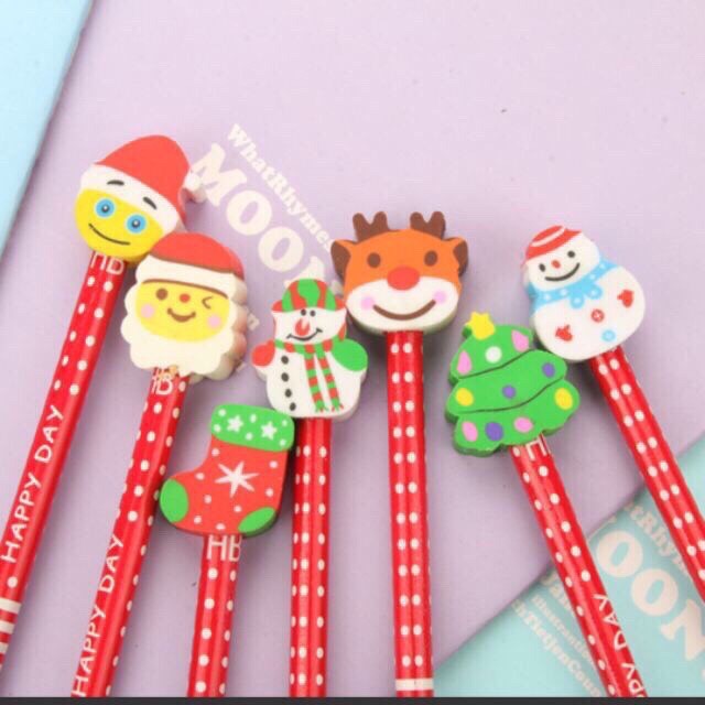 ⛄️☃️❄️ 1 TÚI =50 BÚT CHÌ ĐẦU TẨY HÌNH NOEL NHIỀU MẪU ĐẸP CHẤT LƯỢNG TỐT.