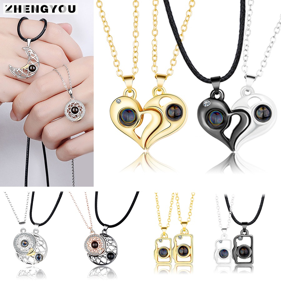 Set 2 dây chuyền hình mặt trăng mặt trời thời trang cho cặp đôi