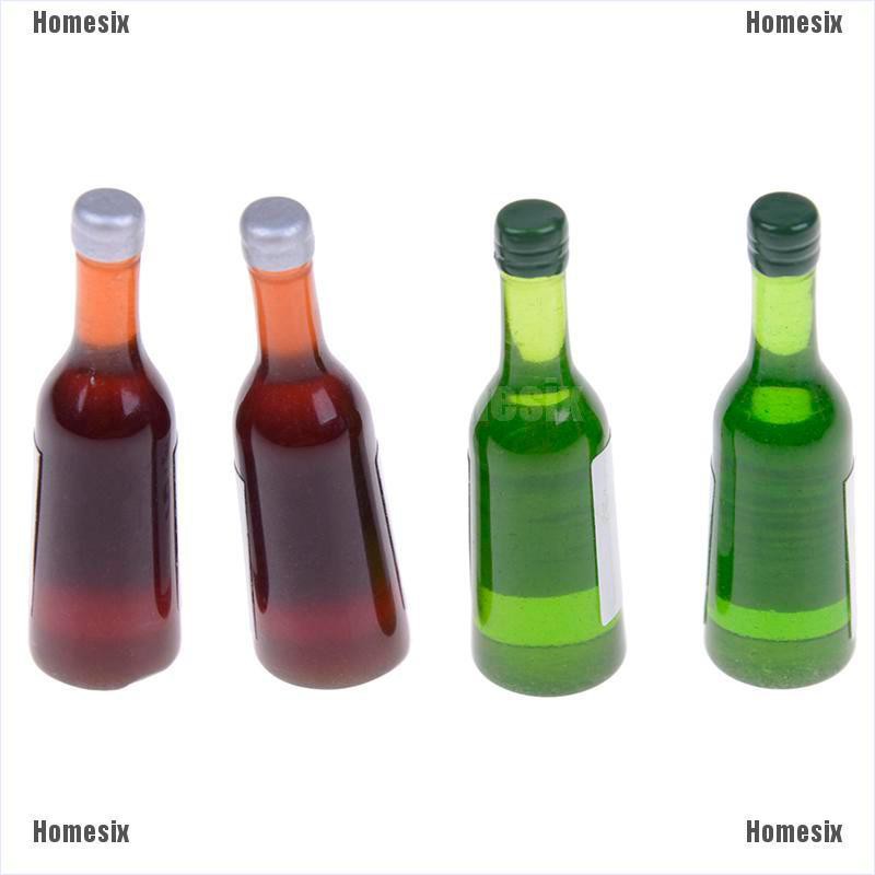 [HoMSI] 4Pcs 1:12 Dollhouse mini wine bottles miniature drinking doll house decor SUU