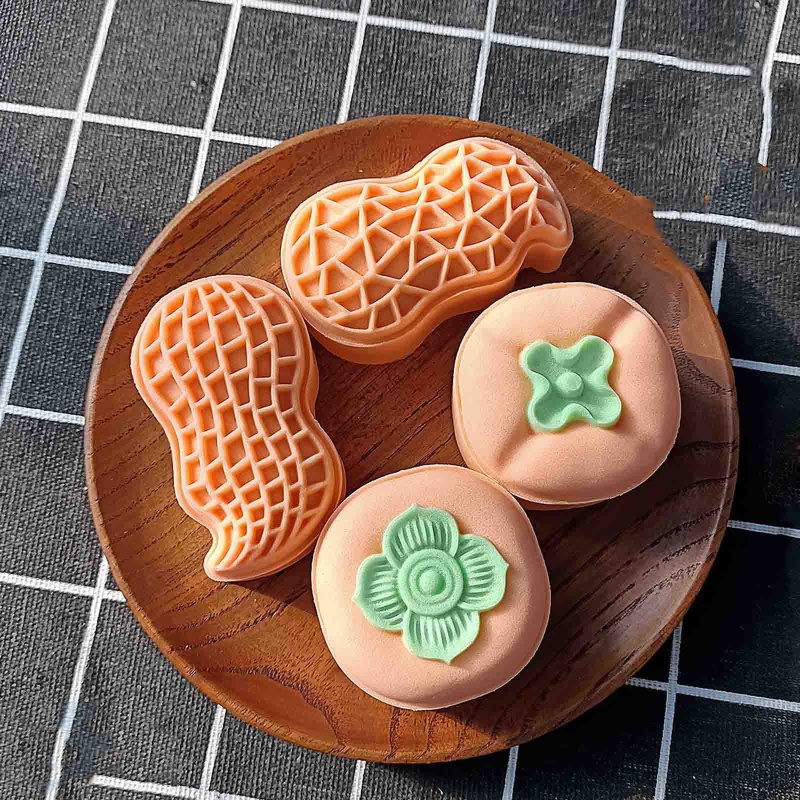 Khuôn Nhựa Nhấn Làm Bánh Trung Thu Hình Hạt Đậu Phộng / Đậu Nành 3D DIY