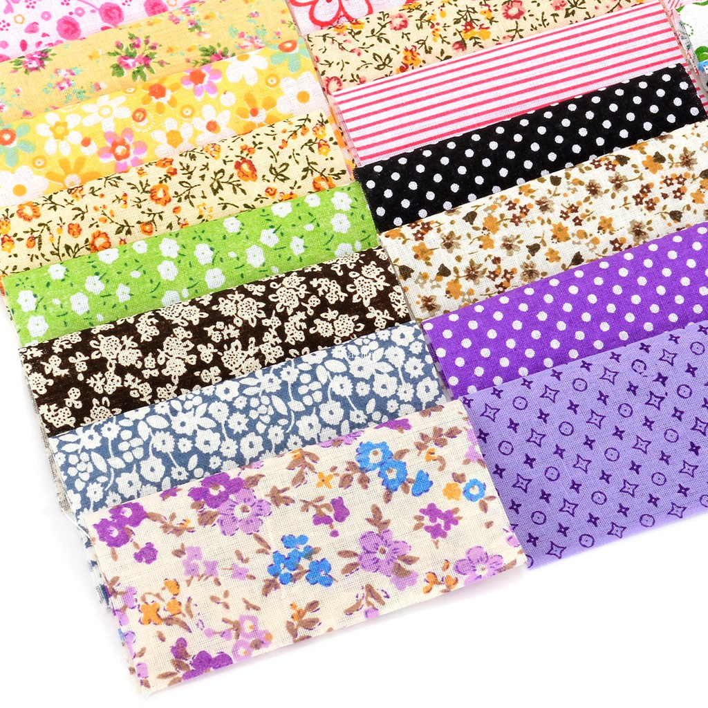 Set 30 miếng vải cotton nhiều hoạ tiết thời trang kích cỡ 10*10cm may quần áo