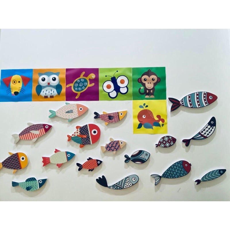 Bộ tranh gỗ  Cá decor dán tường cao cấp  trang trí phòng khách, phòng ngủ, tranh cá treo tường gắn sẵn băng dính