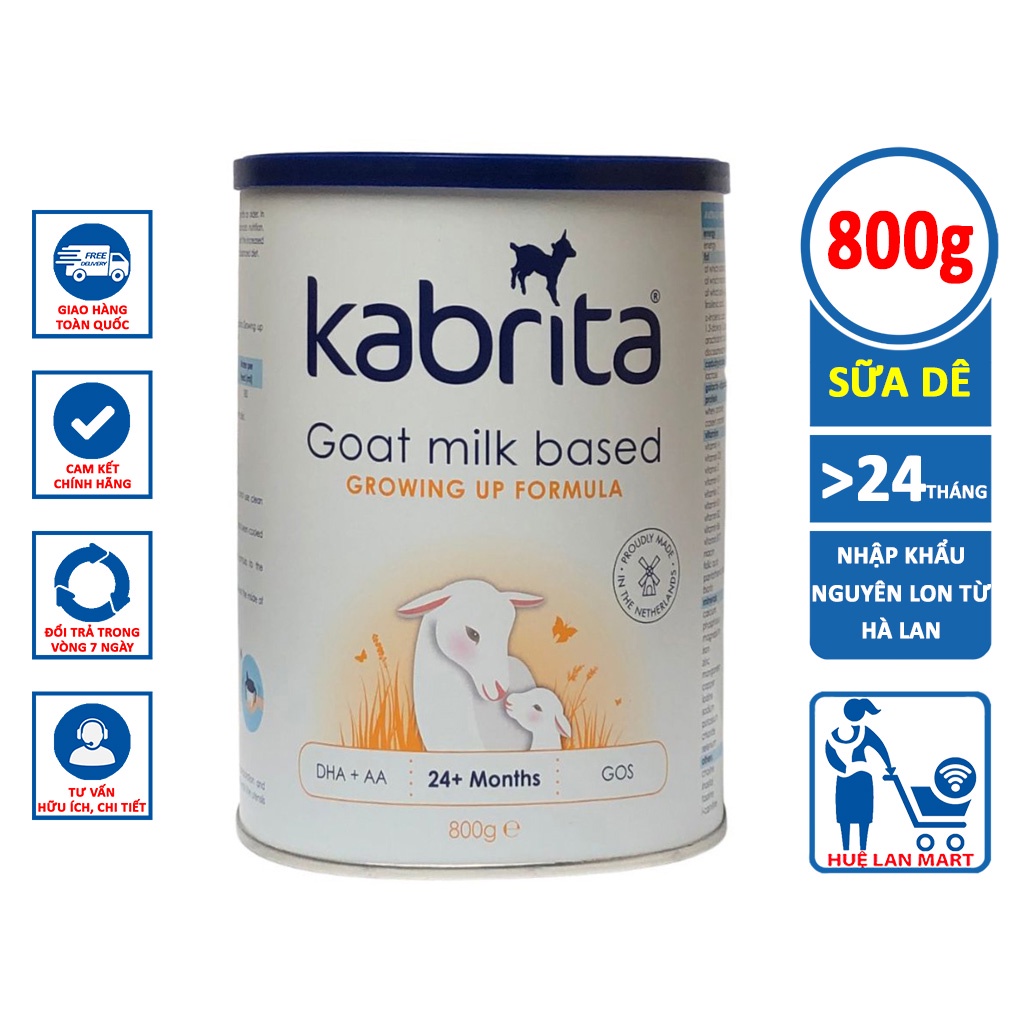 Sữa Dê Kabrita hàng nhập khẩu nguyên lon từ Hà Lan 24 tháng trở lên hộp 800g
