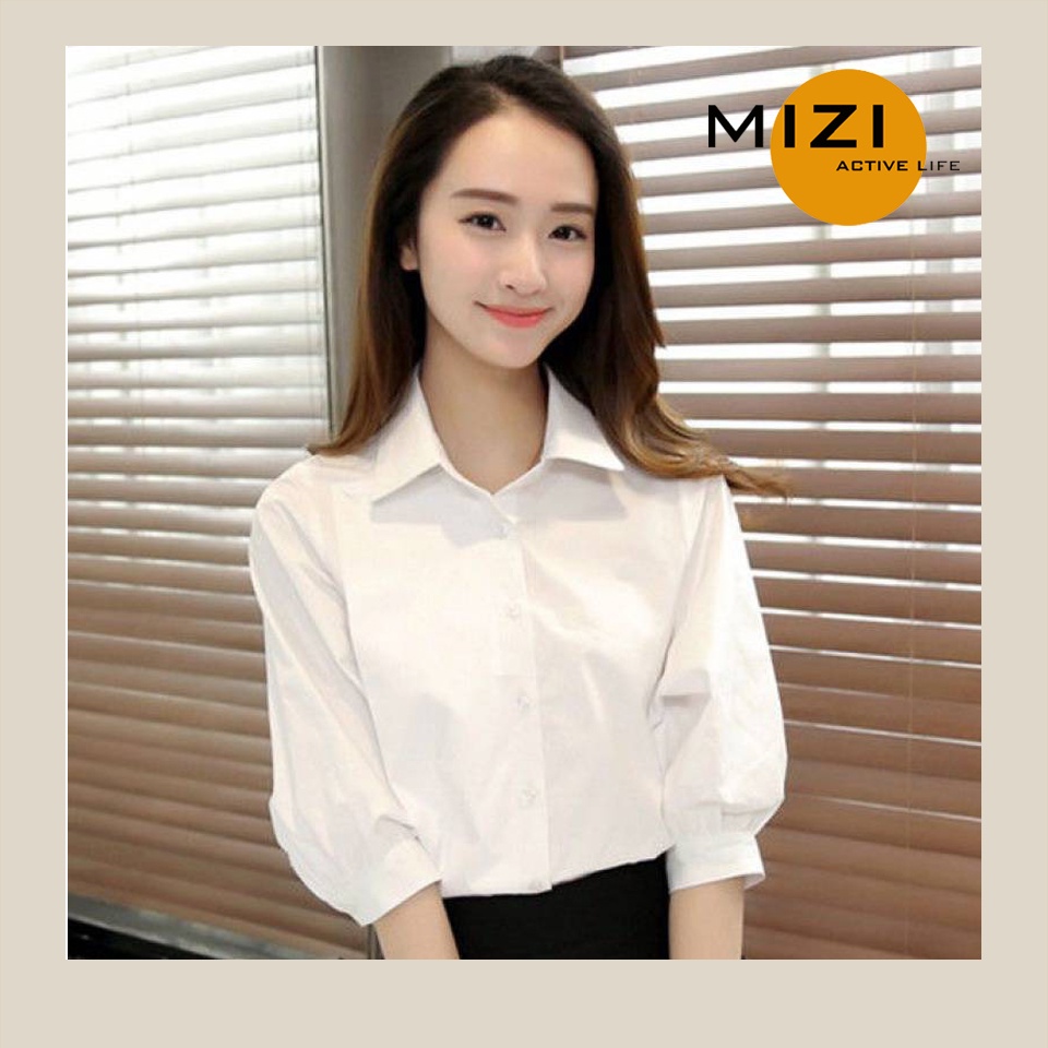 Áo sơ mi nữ form rộng kiểu tay ngắn công sở đẹp thời trang Hàn Quốc giá rẻ MIZI SM01