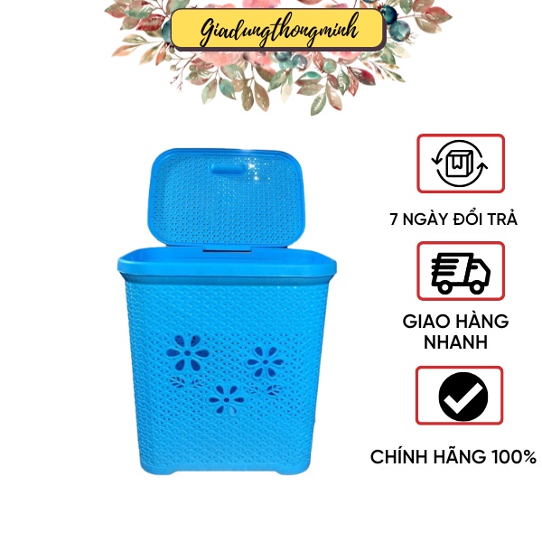 Giỏ Đựng Đồ Có Nắp Hoa Việt Nhật - vật dụng sắp xếp đa năng