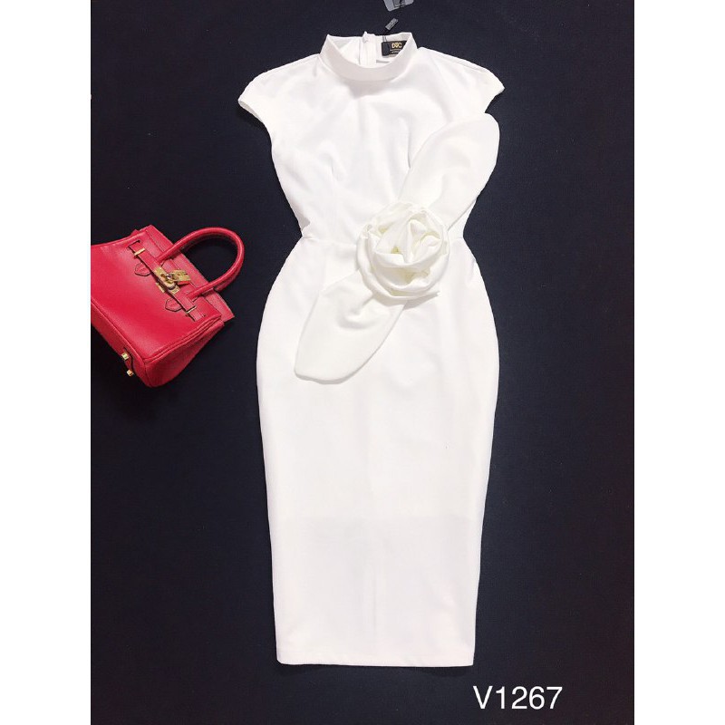 [ xả kho ] MiD Đầm body cao cổ V1267 đính hoa eo Mie Design kèm ảnh thật