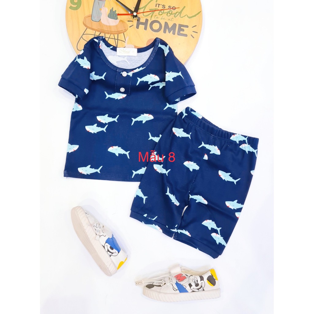 Bộ Ngắn Tay Cotton Thun Cao Cấp Xuất Hàn Bé Trai Phối Nút Trước - HM044 Homikids