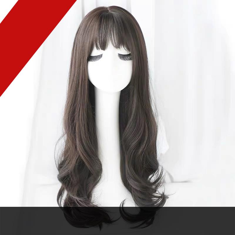 Tóc Giả Nữ Nguyên Đầu Xoăn Dài 50cm Phong Cách Hàn Quốc Chất Tơ Sợi Mềm Mượt