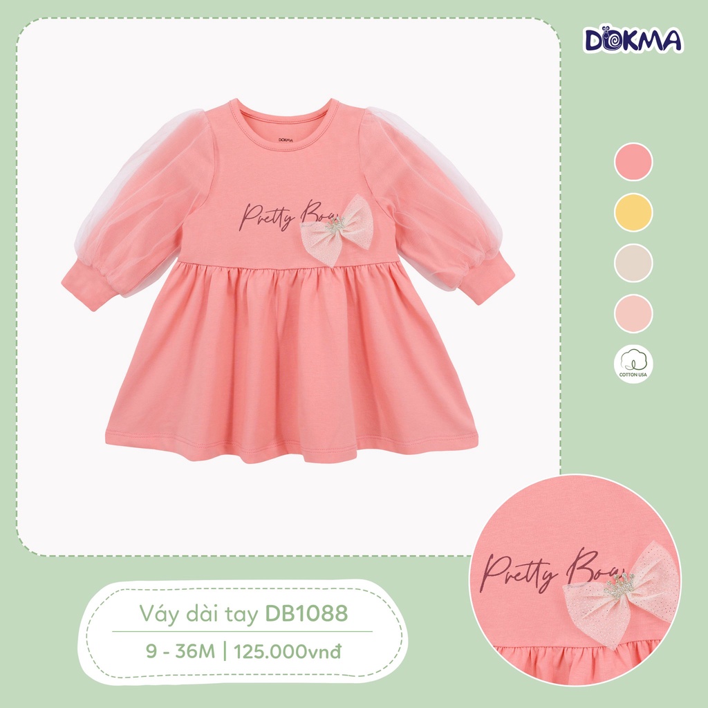 9-36M Váy dài tay bé gái Dokma DB1088