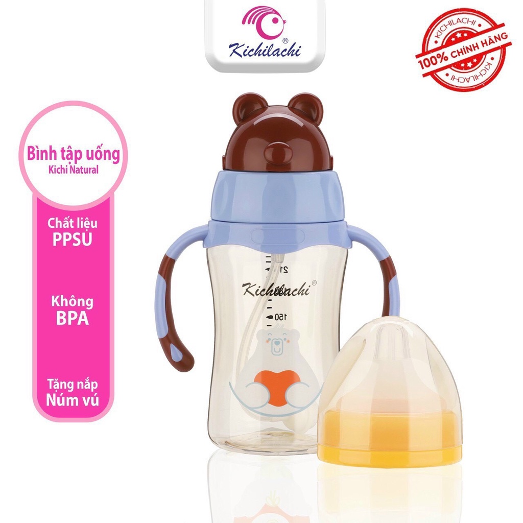 Bình uống nước ống hút Trittan Kichi 240ML 2in1