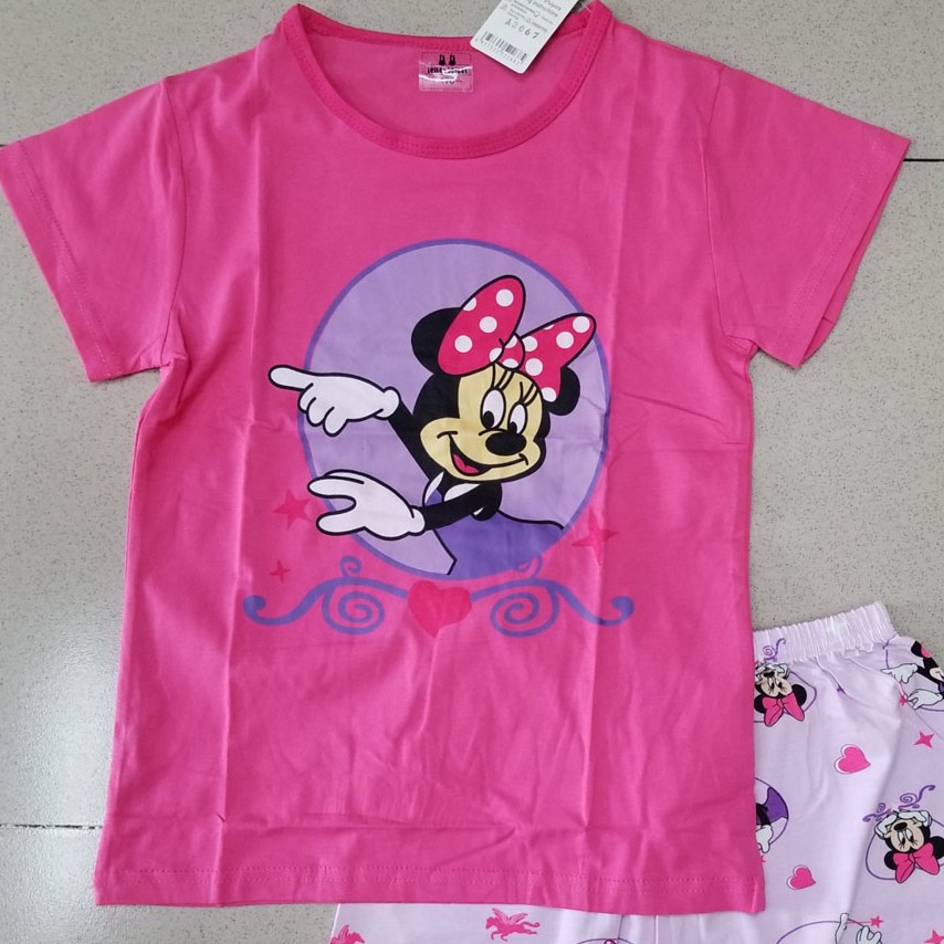 Bộ thun cotton lạnh bé gái in chuột mickey đại cồ