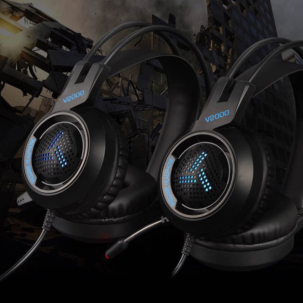 [Mã ELFLASH5 giảm 20K đơn 50K] Bảo Hành 6 Tháng Tai Nghe Gaming - Chụp Tai V2000 Có Mic,Chơi Full Các Tựa Game