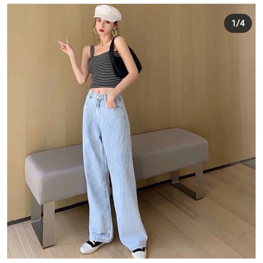 [ WOW NỔ VÌ HOT!!! ] QUẦN JEAN ỐNG RỘNG NỮ CAO CẤP NITIQC DÀI RỘNG MIÊN MAN MÀU NHẠT CỰC HOT-NL12309