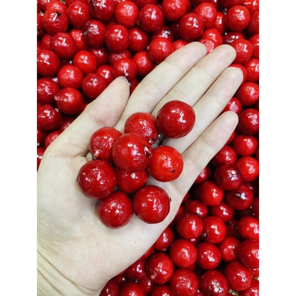 25 Trái Cherry Đỏ 3cm Trang Trí Oản Tài Lộc Tết Mới