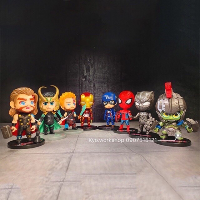 [Trọn bộ 6 con] Mô hình 6 hỗn hợp Chibi Marvel