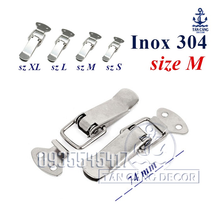 Khóa gài Inox 304 loại trơn Size M 74mm