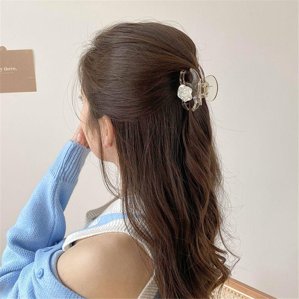EUCA Kẹp Tóc Càng Cua Dày Chống Trượt Họa Tiết Hình Học Thời Trang