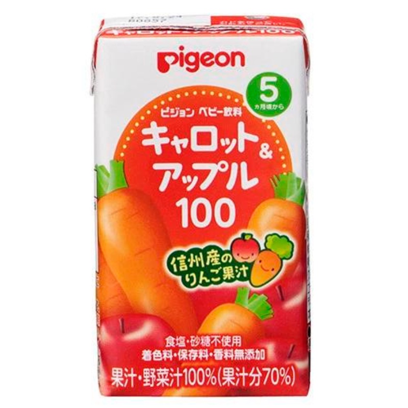 Nước ép trái cây Pigeon cho bé từ 5 tháng, nước ép hoa quả Nhật Bản, 1 lốc 3 hộp x 125ml