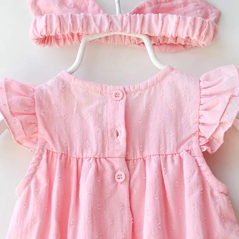 Thanh lý set váy + nơ cho bé sz 80