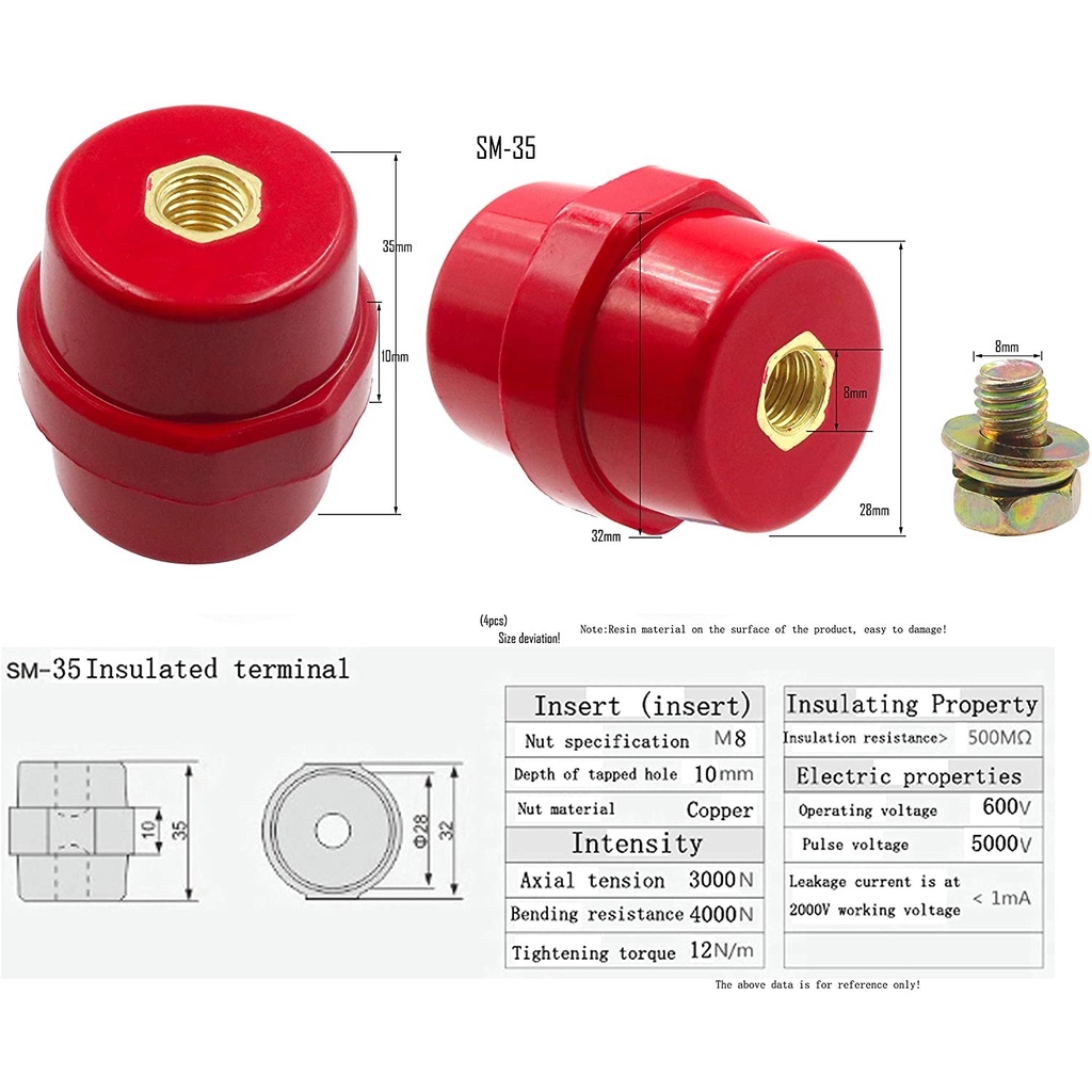 Sứ Đỡ Thanh Cái Đồng SM-35 - Sứ 35 - Sứ Đỏ Cách Điện Hạ Thế 35mm