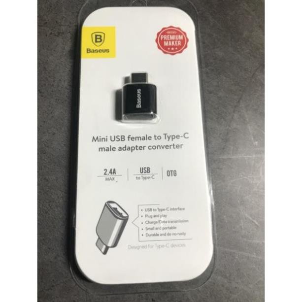 Đầu Chuyển Đổi OTG USB Type C Sang USB A Baseus (TYPE C Male to USB Female Cable Adapter Converter) | BigBuy360 - bigbuy360.vn