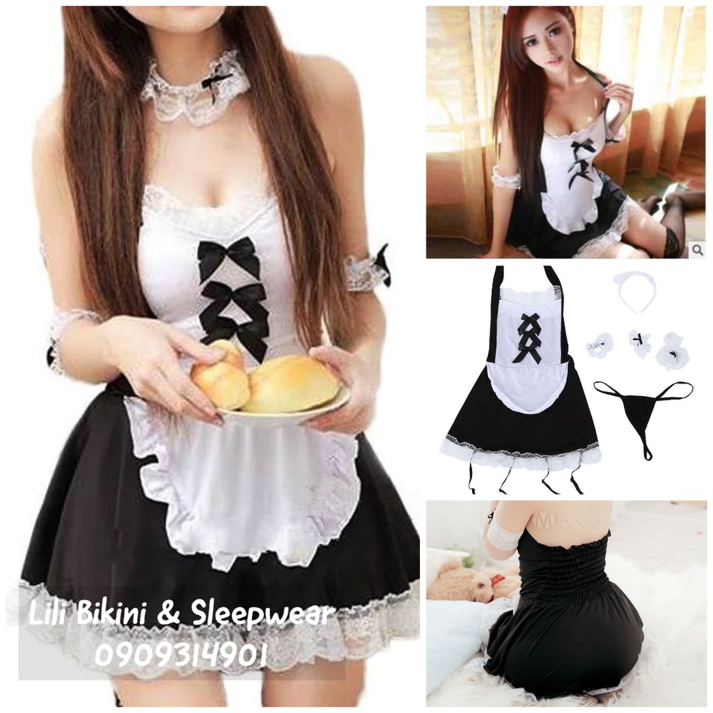 Cosplay hầu gái Nhật Bản ngây thơ sexy, cosplay nàng hầu cao cấp vải mềm mịn freesize dưới 60kg | BigBuy360 - bigbuy360.vn