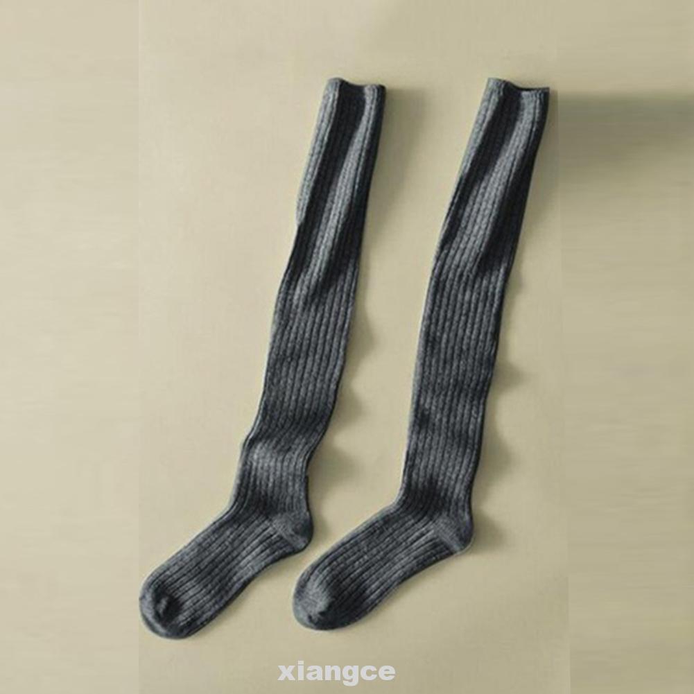 Pile Heap Soft Elastic Long Knitting Daily Students Cotton Blends Thigh High Women Socks