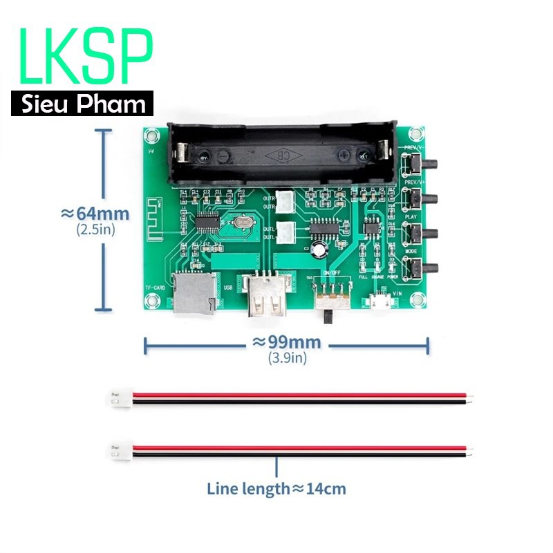 Mạch Loa Bluetooth PAM8403 Tích Hợp Pin 18650 XH-A150