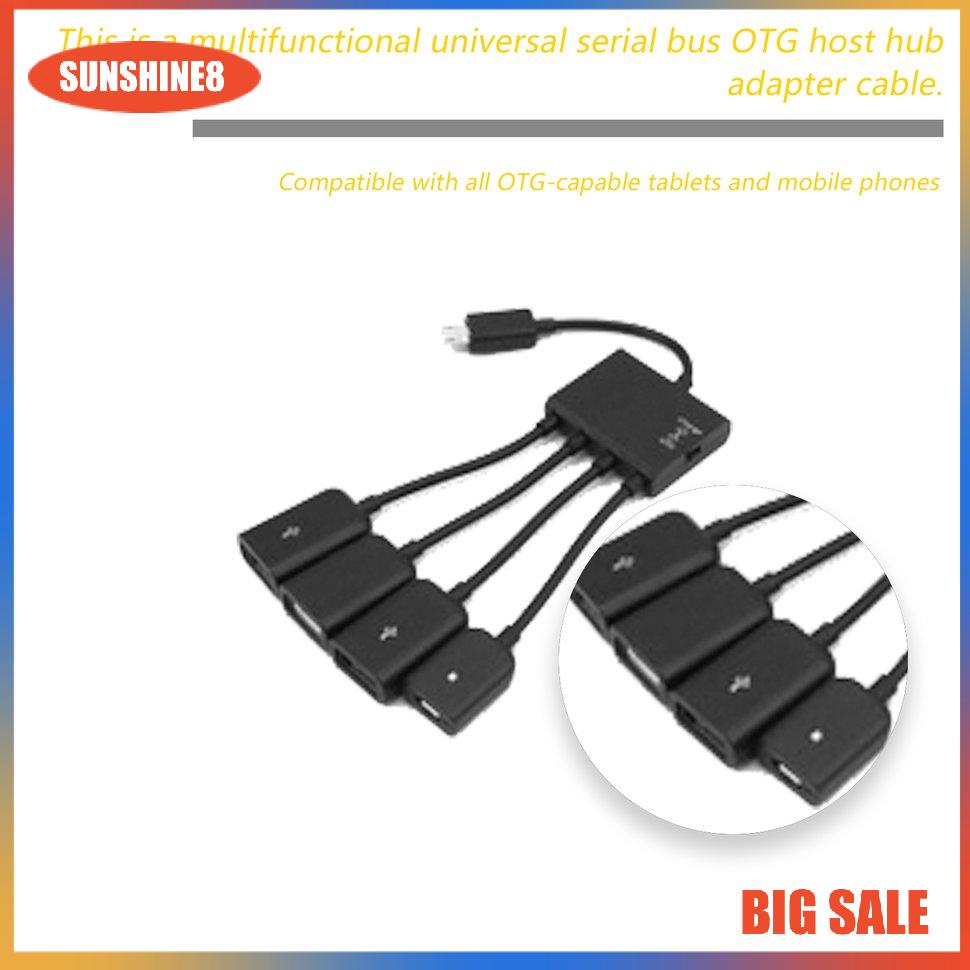 【SUN】4 in 1 Ports Micro USB Power Charging OTG HUB Cable For Smartphone Tablet