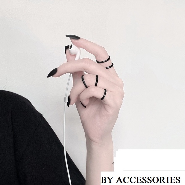 Nhẫn unisex titan tròn trơn bo cong 2mm màu đen không gỉ