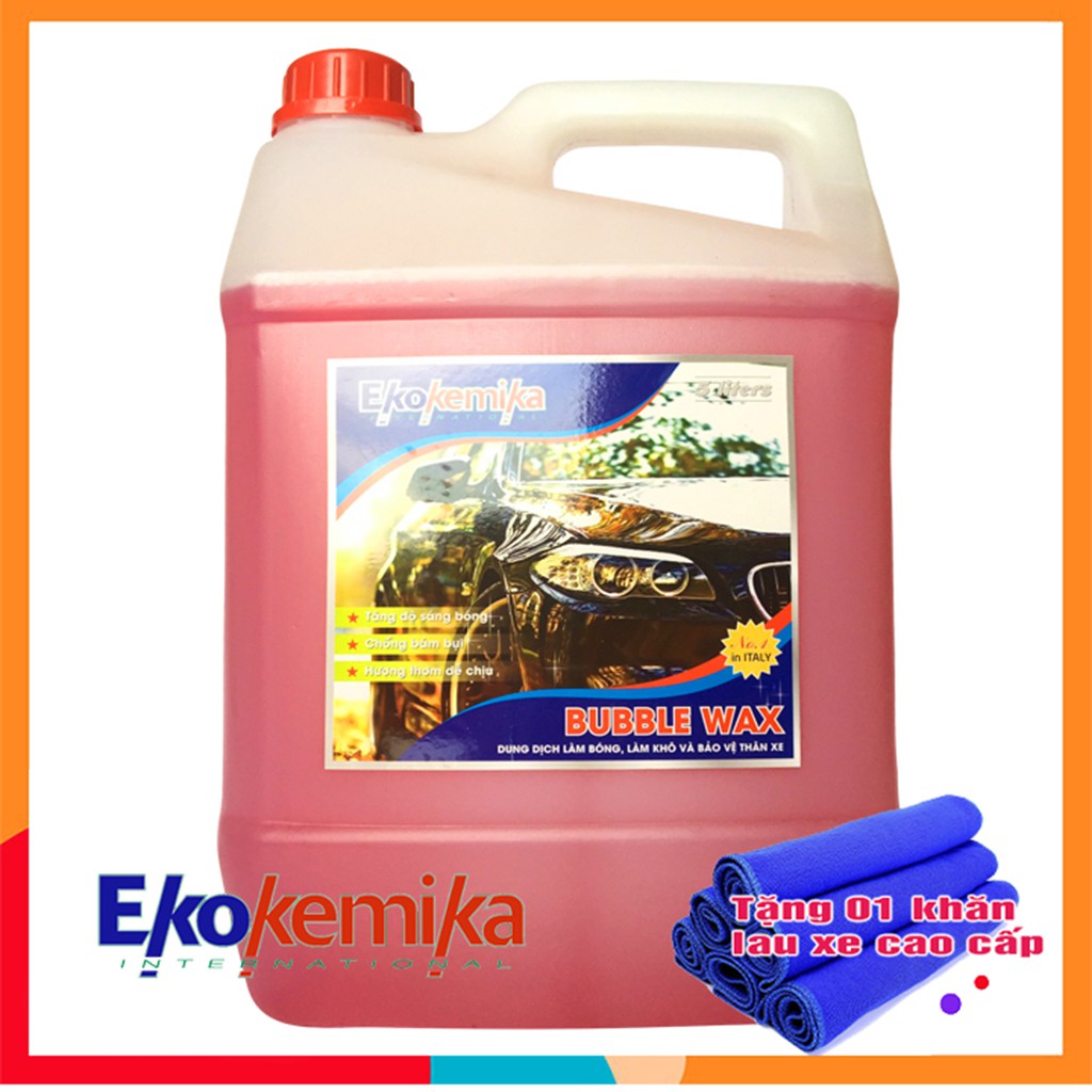 Dung dịch làm bóng, làm khô và bảo vệ thân xe Bubble Wax 5L(HÀNG CHÍNH HÃNG)TẶNG KHĂN LAU ĐA NĂNG