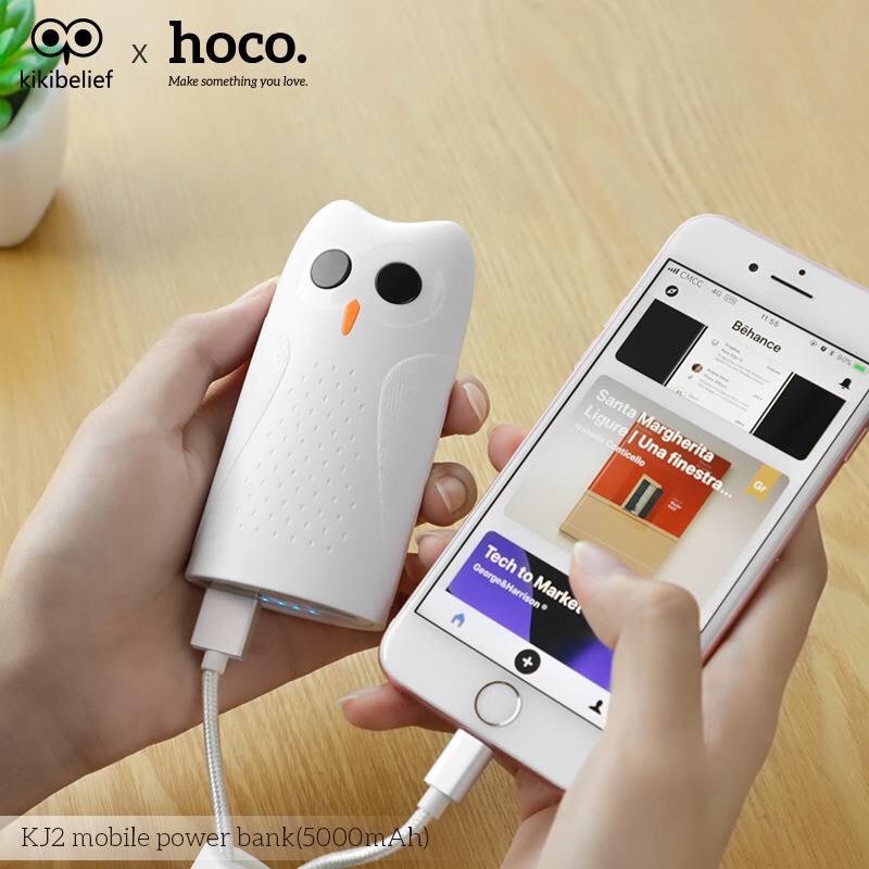 Sạc dự phòng 5000mah Hoco KJ2 hình chim cú mèo kikibelief - 2 cổng - BH Toàn Quốc