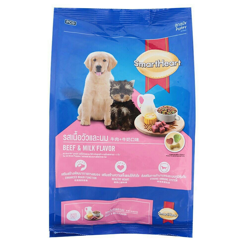 Thức Ăn Cho Chó Con Hạt Khô SmartHeart Vị Thịt Bò & Sữa 400g
