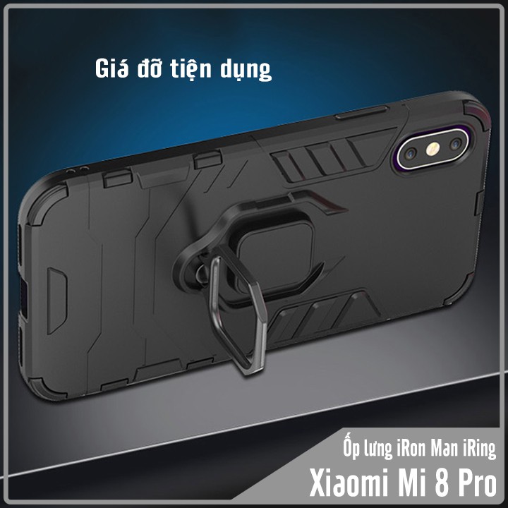 Ốp lưng Xiaomi Mi 8 Pro iRON - MAN IRING Nhựa PC cứng viền dẻo chống sốc