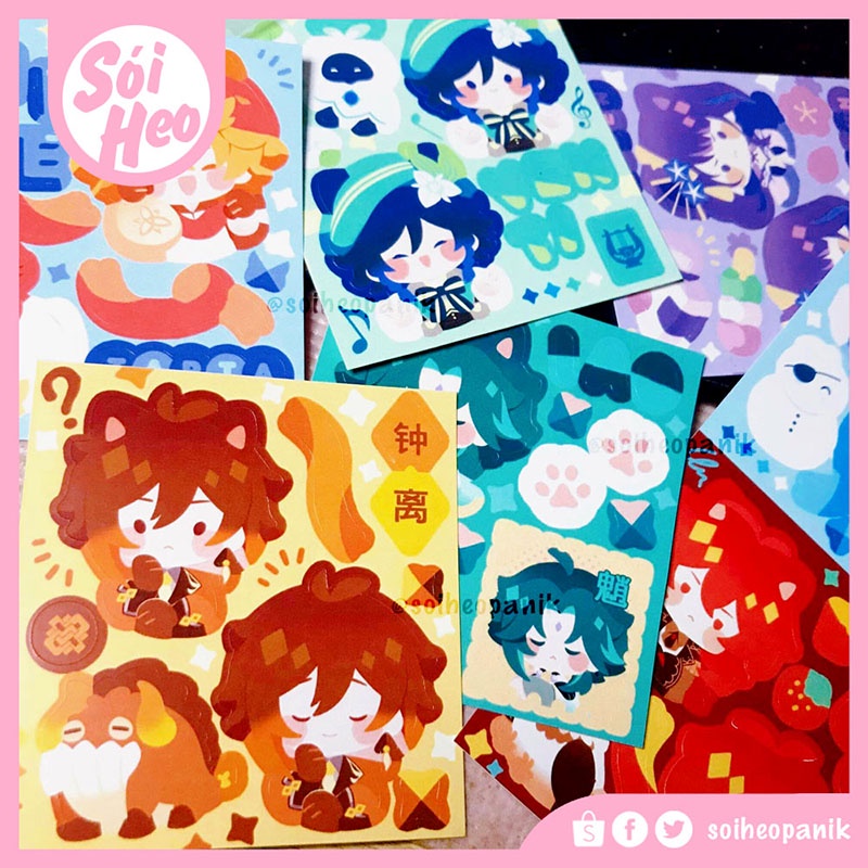 Hình dán/ Sticker trang trí Genshin Impact dễ thương