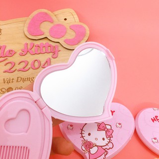 Gương trái tim kèm lược Hello Kitty