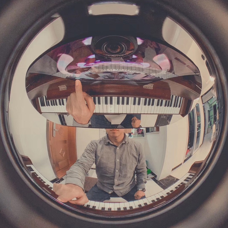 WU Piano Fisheye Lens Overhead Online Class Wide‑Angle Lens Dual-screen Full-key