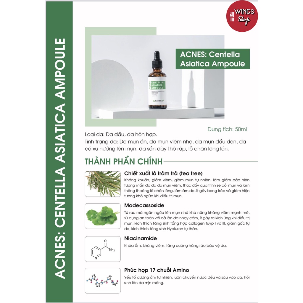 Serum giảm mụn, ngừa mụn KyungLab Acnes Centella Asiatica  Ampoule 50ml | Wings Shop
