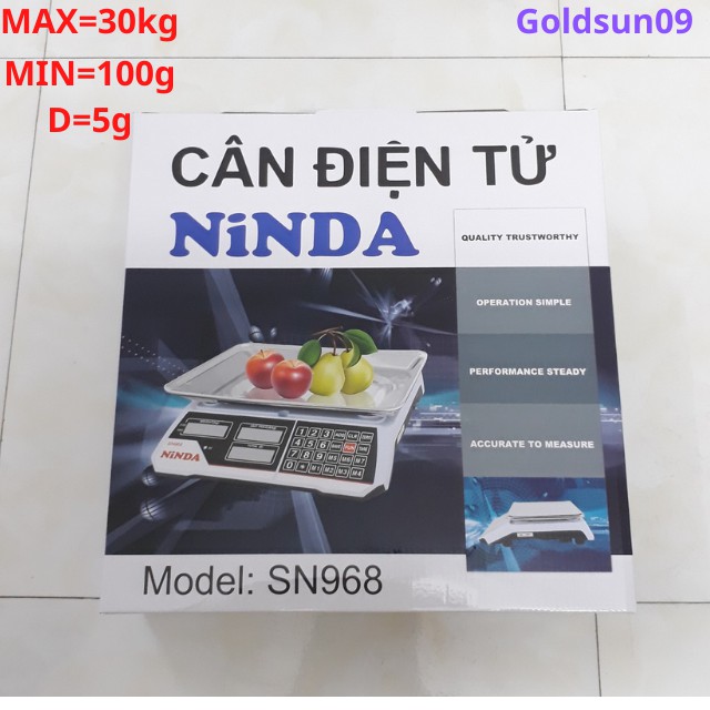 [ SN968 ] Cân điện tử tính tiền bán hàng siêu thị, tạp hóa,hoa quả NINDA-SN968 30Kg/5g màn hình hiển thị 2 mặt trước sau