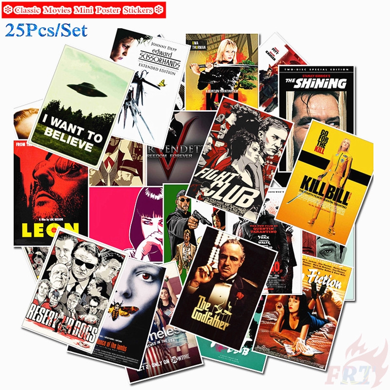 25 Miếng sticker poster mini phong cách phim cổ điển chống thấm trang trí DIY