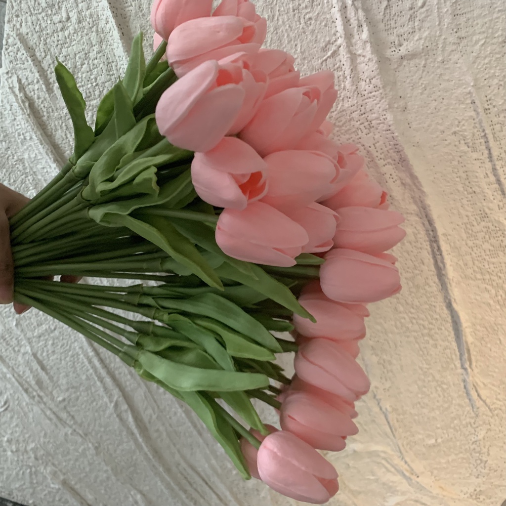 Hoa tulip giả trang trí nhà cửa,Bình hoa thủy tinh đựng Hoa tulip sáp đẹp