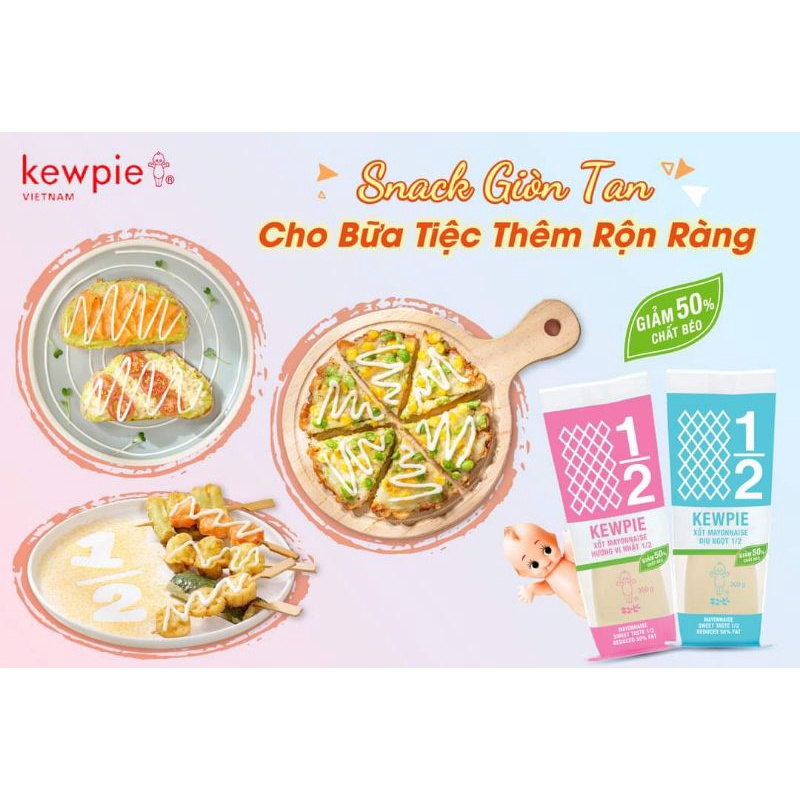 Xốt Mayonnaise 1/2 Kewpie ít Béo không đường ăn kiêng 300g