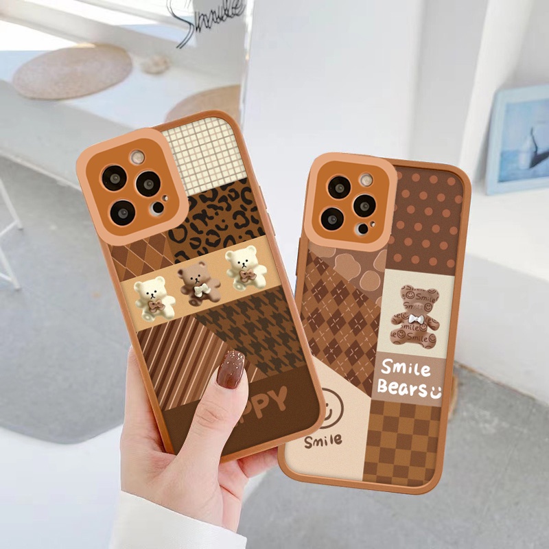 Ốp lưng iphone cạnh vuông lỗ camera bear smlie 6/6splus/7/7plus/8/8plus/x/xr/xs/11/12/13/pro/max/plus/promax