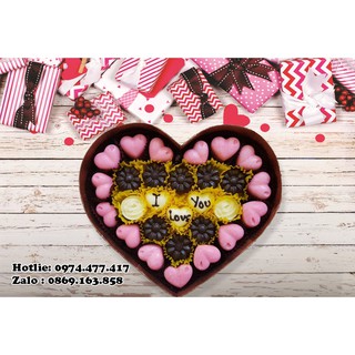Socola mẫu tim hộp 19cm I love you valentine 2018