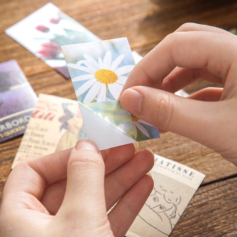 Set 50 Tờ Sticker Dán Trang Trí Sổ Tay Diy Hình Phong Cảnh Cổ Điển