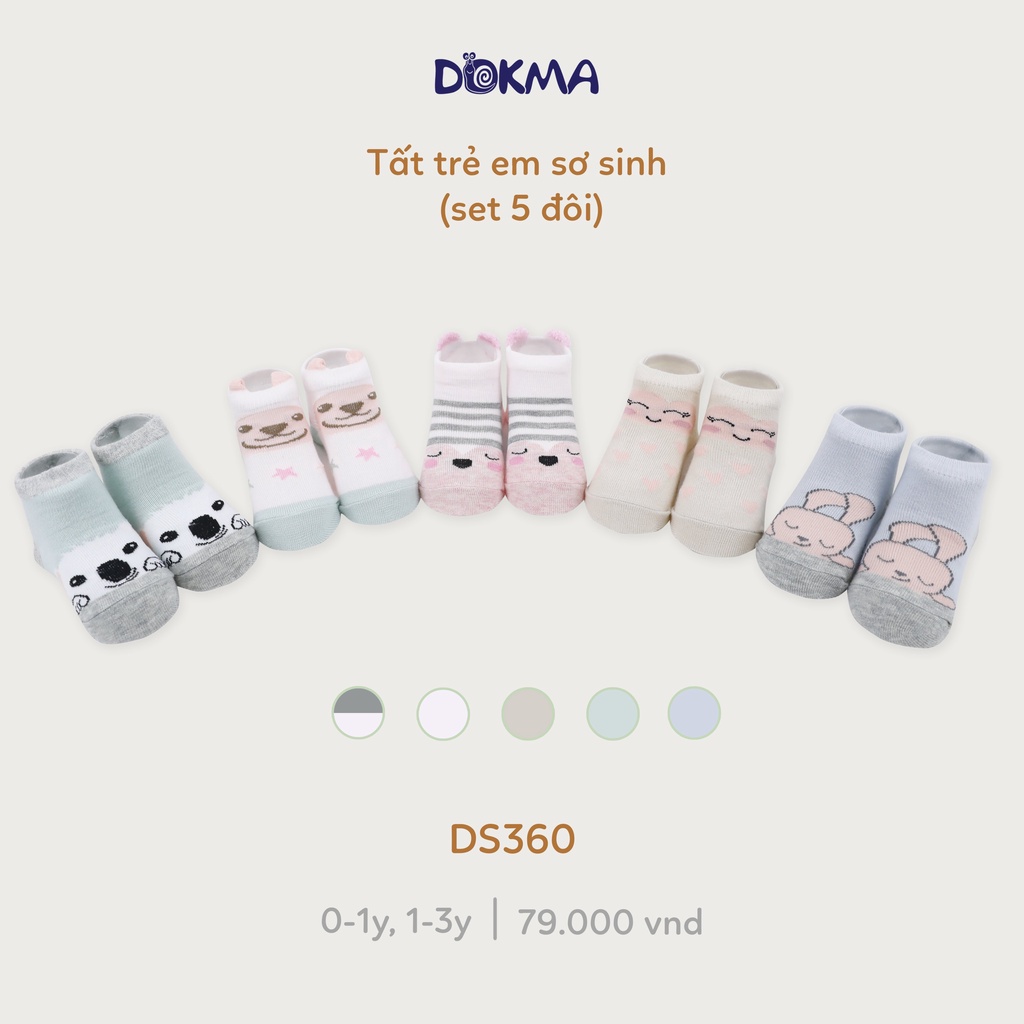Set 3 đôi tất trẻ em Dokma thu đông cho bé (0-3T)