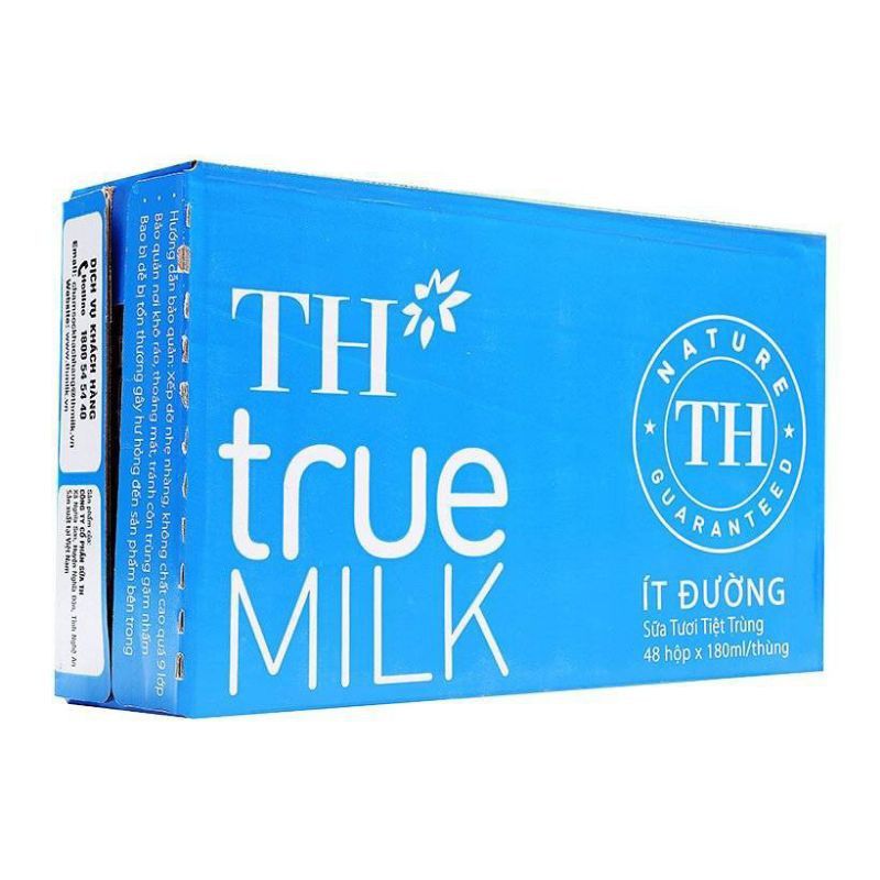 Sữa TH True Milk HỘP 180ML THÙNG 48HỘP (GIÁ ĐÃ TRỪ KHUYẾN MÃI)